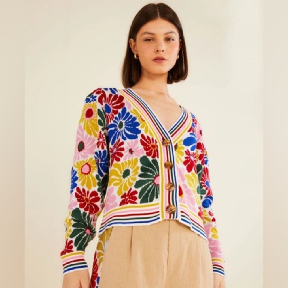Farm Rio Sunny Daisies Cardigan Size XS